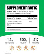 BulkSupplements.com Cinnamon Bark Extract Powder - Ceylon Cinnamon Supplement, Herbal Supplement - Vegan & Gluten Free, 1.2g per Serving, 500g (1.1 lbs) (Pack of 1)