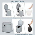 VINGLI Portable Toilet | Indoor Outdoor Commode w/Detachable Inner Bucket & Removable Paper Holder, Lightweight & Compact for Camping, Boat, Van, Emergency Use (Grey)