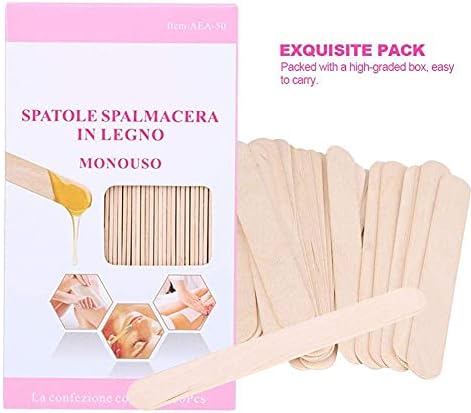 Hair Removal Hard Wax Beans 50pcs Wooden Wax Spatula Tongue Depressor Disposable Facial Mask Hair Remove Cream Applicator Wax Spatula Tongue Depressor Disposable Stick Underarms Back and Chest