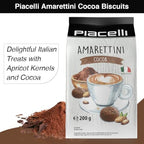 PIACELLI Amaretti Coca Biscuits - Authentic Italian Cookies with Almond, Apricot Kernels & Rich Cocoa Flavor - Crunchy Snack for Desserts & Coffee Pairings - Pack of 2 (200g each)