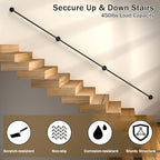 DAMEING Stair Railing 10FT Metal Staircase Handrail for Outdoor Steps, Black Galvanized Industrial Iron Pipe Hand Rail for Indoor Porch Stairs Wall Mount for Elderly Safety