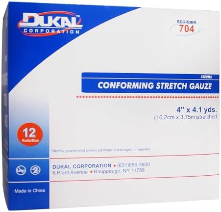 Dukal White Conforming Bandage Sterile 4" x 4-1/10 Yd 704 12 per Bag