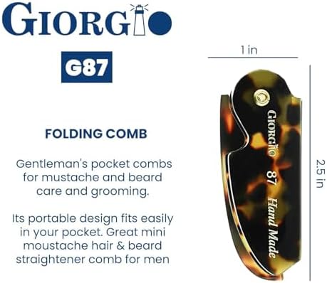 Giorgio G87 Fine Tooth Comb works as a Mustache and Beard Comb for Men - Add to any comb set, Handmade, Saw-cut, Hand Polished Pocket Styling Combs for Everyday Grooming and Hair Care Tokyo (4.5")