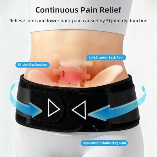 Sacroiliac SI Joint Hip Belt for Women and Men - 8x Maximum Compression and Anti-slip - Sciatica Belt and Lower Back Support Brace - Hip Braces for SI Joints Pain, Pelvic Support (XL/XXL)