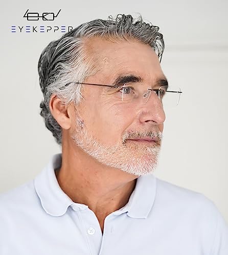 Eyekepper Frameless Reading Glasses for Men Reading - Rectangle Rimless Reader Eyeglasses Black +0.50