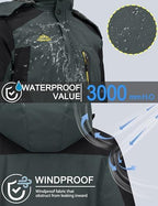 TACVASEN Men's Winter Ski Jacket Waterproof Snow Coats Snowboard Fleece Lining Jacket Warm Parka with Hooded