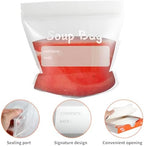 Soup Bags Freezer Liquids Bags Thick and Durable Curry to store soups,sauces and Smoothie in freezer. (Medium)