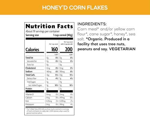 Nature's Path Organic Honey'D Corn Flakes Cereal, 10.6 oz (Pack of 1), Gluten Free