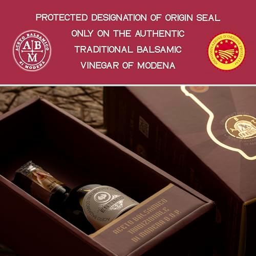 Entimio Affinato - DOP Aged 12+ Years Traditional Modena Balsamic Vinegar from Modena, Italy - Authentic from Small Family Producer, Giftbox with Product and Producer Info - 3.4 fl oz