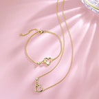 FANCIME Infinity Love Heart Necklace Bracelet 925 Sterling Sliver Gold Plated Dainty Simulated Diamond Jewelry Birthday Anniversary Mothers Day Gifts for Women Mom Her Wife Lady, Adjustable Chain