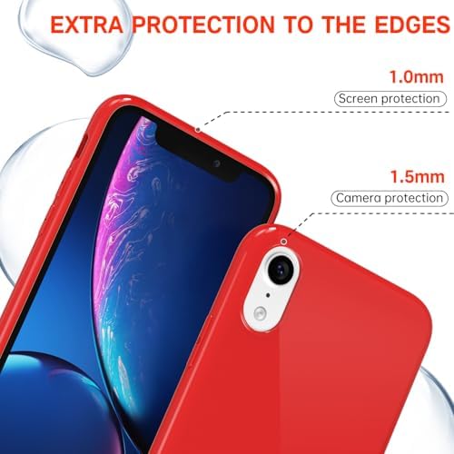 Svanove for iPhone XR Case Silicone, Glossy Soft Rubber Gel Jelly Cute Protective Plastic Simple Plain Phone Case Cover for Women Girl, Slim Thin Flexible Shockproof TPU, Red