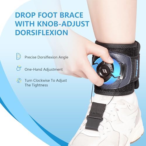 AFO Foot Drop Brace for Walking with Shoes, Drop Foot Brace with Reel-Adjust Dorsiflexion Assist, Adjustable Foot Brace for Drop Foot Support, Fits Left or Right Foot for Women Men (S/M)
