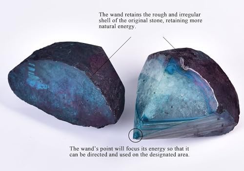 CNYANFEI Agate Stone Wand Irregular Crystal Column Dyed Teal Agate Tower 1.7-2.2 Lbs for Meditation Reiki Home Decor