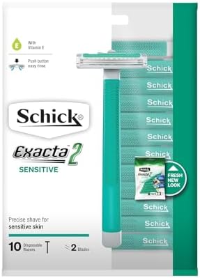 Schick Exacta2 Sensitive Skin Disposable Mens Shaver 20 Count (10 Count x 2Pack) 2023 New Verson