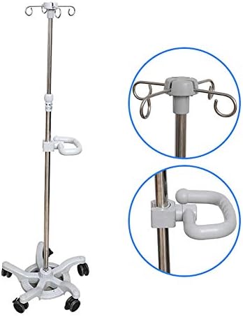 Telescopic Infusion Stand Stainless Steel IV Stand Drip Irrigation Stand with Armrest Height Adjustable Universal Wheel with Brake,A