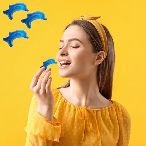 Fruidles Gummy Dolphins, Blue Soft Chewy Gummy Candy, Gluten-Free, Non-GMO (Half-Pound)