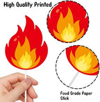 24Pcs Fire Flame Theme Cupcake Toppers Flame Birthday Party Decorations Fire Theme Cake Cupcake Decorations for Firefighter Birthday Party Fire Truck Baby Shower Supplies