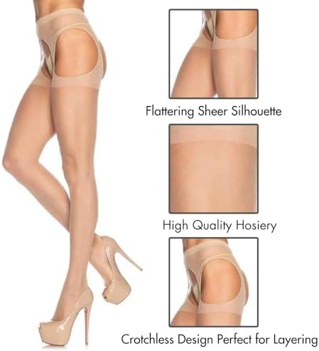 Leg Avenue Womens High Waist Sheer Suspender Pantyhose Stockings