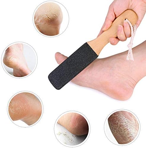 2 Pieces Foot File Callus Remover Heel Grater Wooden Handle Foot Scrubber Pedicure File Foot Filer for Dead Skin Professional
