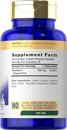 Carlyle Vitamin B2 200mg | 150 Count | Riboflavin | Non-GMO & Gluten Free Essential Supplement