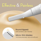 Facial Hair Removal for Women, Painless Eyebrow Trimmer with Pivoting Head, Electric Battery Operated Body Hair Remover with 2 Replaceable Blade for Face Neck Chin Bikini, White