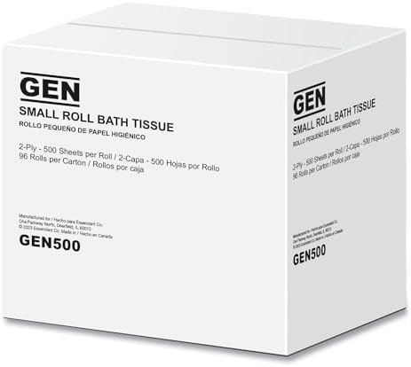 General Supply 500 Bath Tissue, 2-Ply, 500 Sheets Per Roll, White (Case of 96 Rolls)