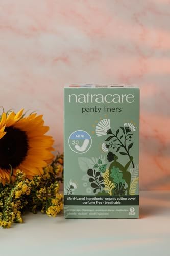 Natracare Natural Organic Mini Panty Liners, Made with Certified Organic Cotton, Ecologically Certified Cellulose Pulp and Plant Starch (1 Pack, 30 Liners Total)