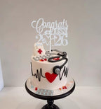 Congrats BSN Cake Topper, Future Nurse, I Will Stab You, Congrats Grad 2026 Nursing School Graduation Party Decoration Supplies, Silver Glitter