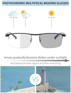 K.LAVER Progressive Photochromice Reading Glasses For Men Women,Multifocal Transition Computer Glasses Anti UV/Blue Light