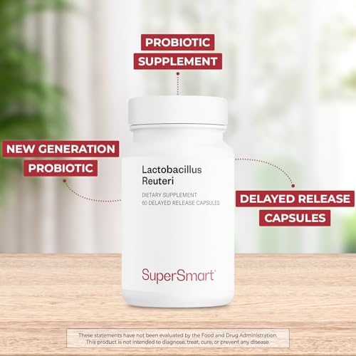 Supersmart - Lactobacillus Reuteri 5 Billion CFU per Day - Probiotic Supplement | Non-GMO & Gluten Free - 60 DR Capsules
