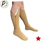 Presadee Petite Original Closed Toe 20-30 mmHg Firm Zipper Compression Leg Socks (Beige, Large-X-Large)