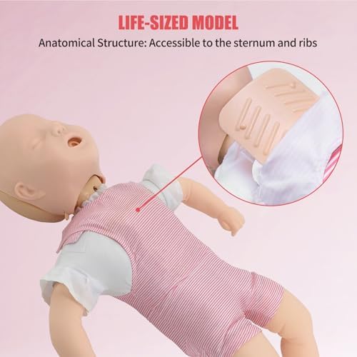 JNMFTD Infant Cpr Manikin, Baby Airway Obstruction Heimlich Training Manikin, Nursing Model PVC Full Body CPR Infarction First Aid Practice with Product Manual for Educational Teach Research