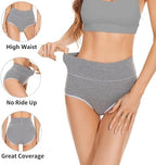 Womens Underwear Packs Cotton High Waisted Briefs Full Coverage Underwear Soft Strech Breathable