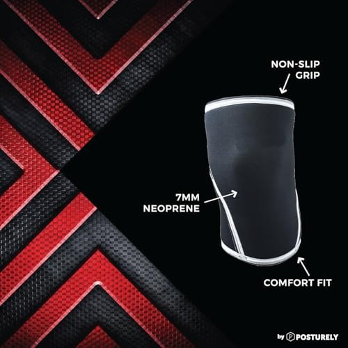Knee Sleeve 7mm Neoprene Thick Compression Knee Brace Support for Weightlifting, Powerlifting, Squatting & Fitness Training for Women and Men Black (MEDIUM)