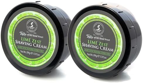 Taylor of Old Bond Street Lime Zest Fragrance Shaving Cream Bowl 150g (2-Pack) – Rich Lather for Traditional Shaving