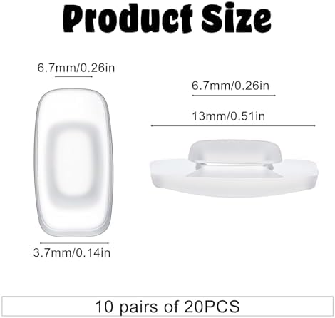 Mabor Silicone Nose Pads for Glasses, 10 Pairs 20 Pcs White Push in Non Slip Nose Pads, Soft Replacement Nosepads for Eyeglasses and Sunglasses