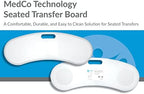 MedCo Technology Premium Seated Transfer Board, Friction-Reducing High Density Plastic, Soft Edges, Anti-Slip Pads, Curved with Transport Handle. Perfect for Bed, Wheelchair, Toileting, and More