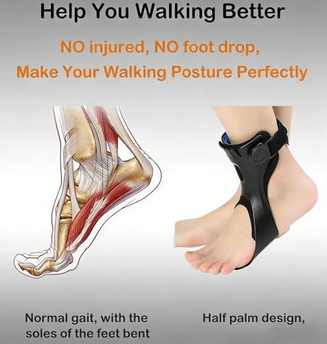 Adjustable AFO Foot Drop Brace with Inflatable Airbag, Ankle Foot Orthosis Support for Walking, Lightweight Foot Stabilizer for Stroke, Hemiplegia, Men & Women, Fits Inside Shoes (M), Right