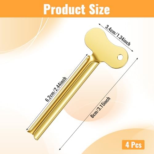 4 PCS Toothpaste Squeezer, Metal Tube Squeezer, Stainless Steel Toothpaste Roller, Manual Tube Wringer Key Dispenser for Cream Cosmetic Paint Squeezing Aids
