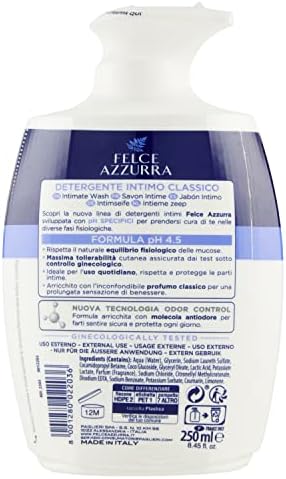 Felce Azzurra Classico Intimate Wash pH 4.5 250 ml, 8.4 Fl Oz made in Italy [italian import]