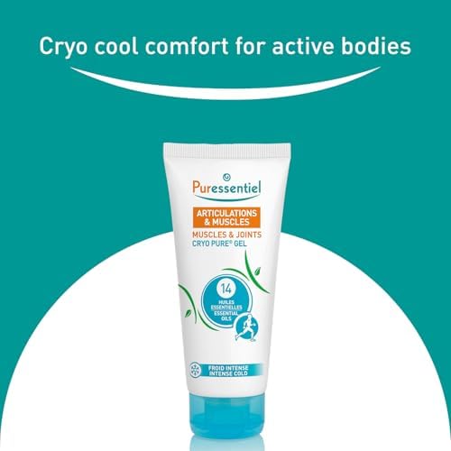 Puressentiel Muscles and Joints Cryo Pure Gel - Intense Cold Effect - Non-Sticky Formula with 14 Calming Essential Oils - Muscle Relaxer - 2.7 oz