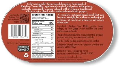 COLE’S - Smoked Rainbow Trout Fillet with Quinoa | Open & Ready to Eat Meal | 5.6 oz Canned & Hand-Packed | 19g Protein | High in Vitamin D | 1 unit