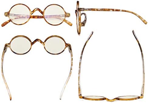 Eyekepper Round Blue Light Filter Glasses Women Men - Blocking UV Ray Anti Screen Glare Computer Readers - Transparent/Tortoise +3.00
