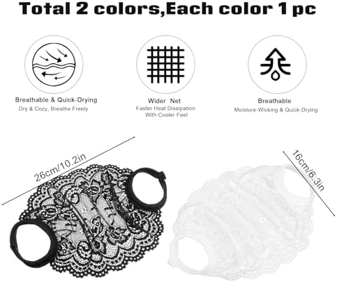 Grevosea 2 Pack Lace Face Masks, Breathable Mesh Half Face Cover Mesh Hollow Faces Shield Mask Protection for Women Pink Grey