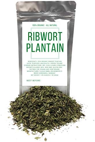 Dried Ribwort Plantain Herb - Ingredients: 100% Natural Ribwort Plantain (Plantago Lanceolata) - Net Weight: 1.05oz / 30g