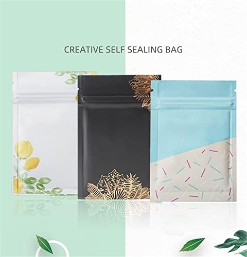 100PCS Gold Leaf Bag For Candy Coffee Mylar Food Saver Storage Disposable Snack Container Zipper Packet Biscuit Resealable Thick Aluminum Foil Sample 3.1x4.7in