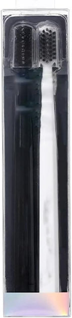 Black and White Couple Toothbrush Household Soft Bristled Cleaning Adults Independent Brush Head Protective Cover(Black White)