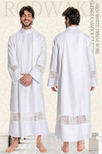 Men White Priest Robe Clergy Cassock Catholic Gown Pastor Outfits Christian Costume Halloween Cosplay