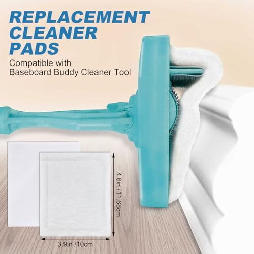 10 Pack Replacement Pads Compatible with Baseboard Buddy Cleaner Tool - Microfiber Reusable Cleaning Pads for Wet & Dry Use (Cleaner Tool NOT Included)