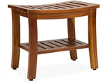 Teak Shower Bench 21 Inch, Fully Assembled Wood Bath Stool for Shower & Spa, The Hermod